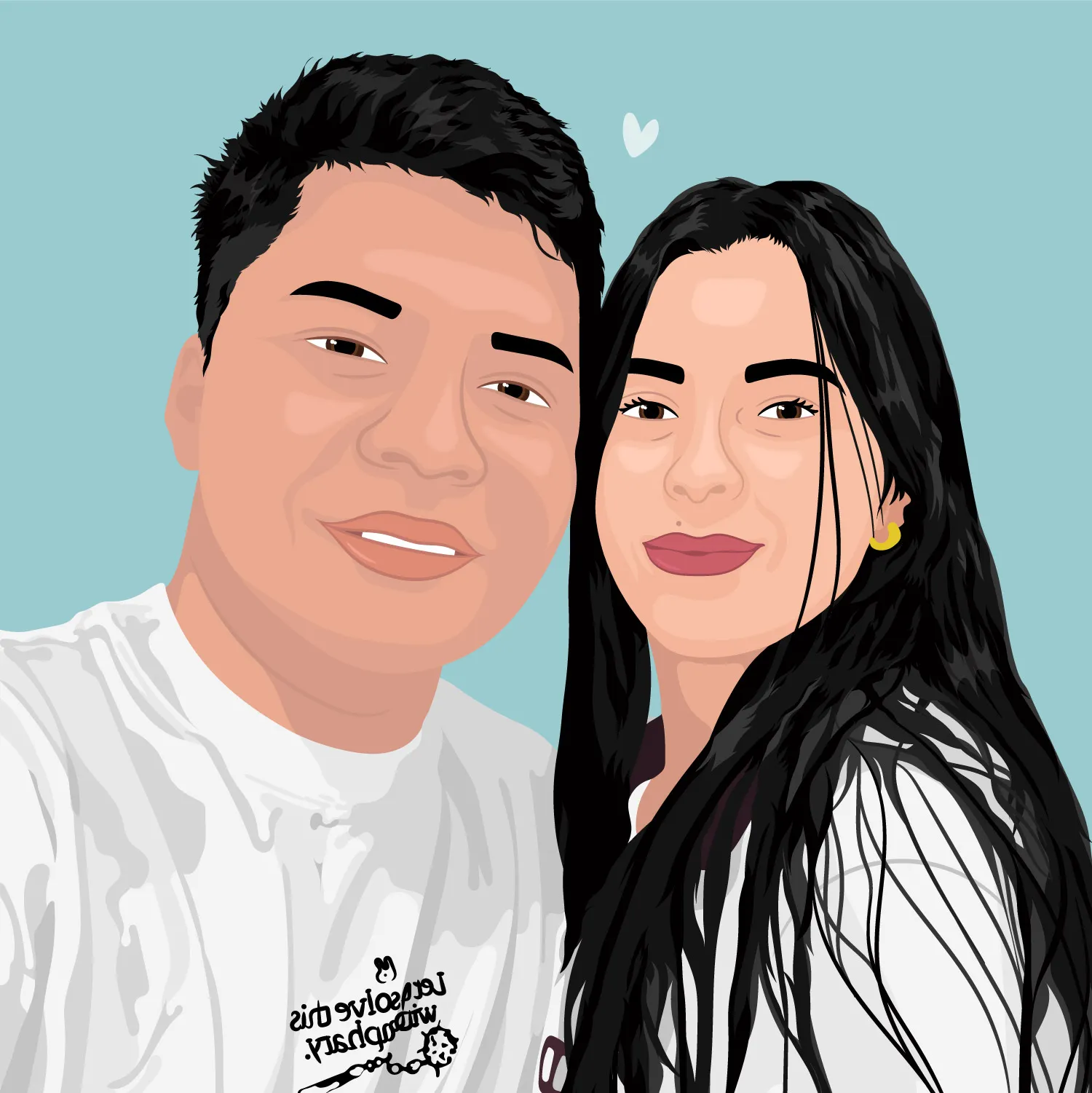 Pareja sonriente ilustrada